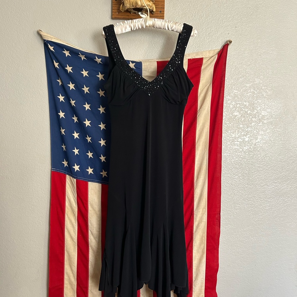 Rampage Black Beaded V-Neck Maxi Dress